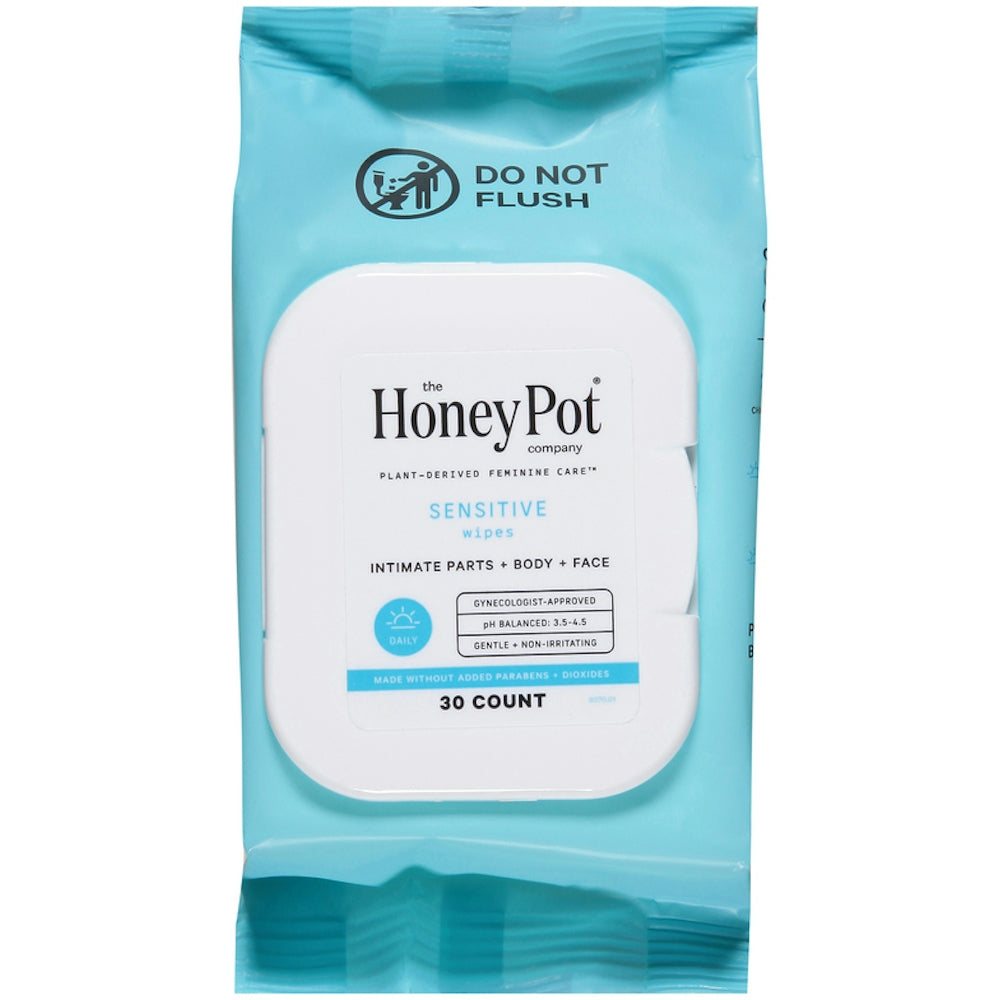 Lingettes féminines sensibles The Honey Pot - Infusées aux herbes, 30 unités