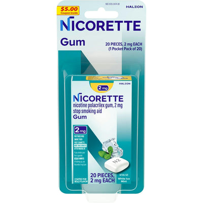 Nicorette 2mg Nicotine Gum - White Ice Mint, 20 Count