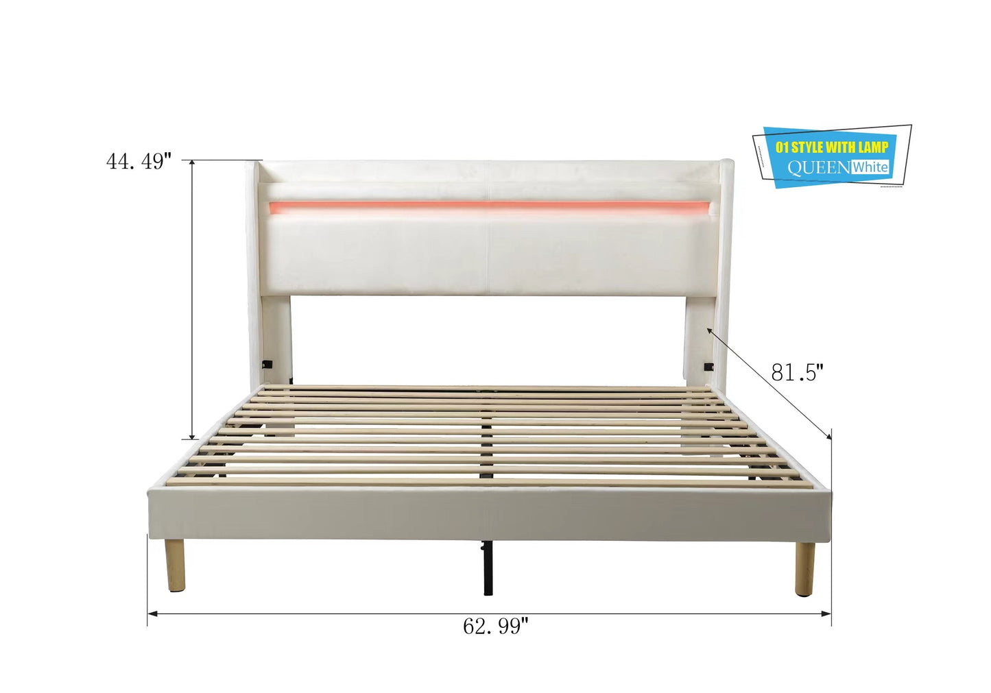 LED light with remote control and color changing at the head of the bed. The bed is firm and stable and easy to assemble - Korvel