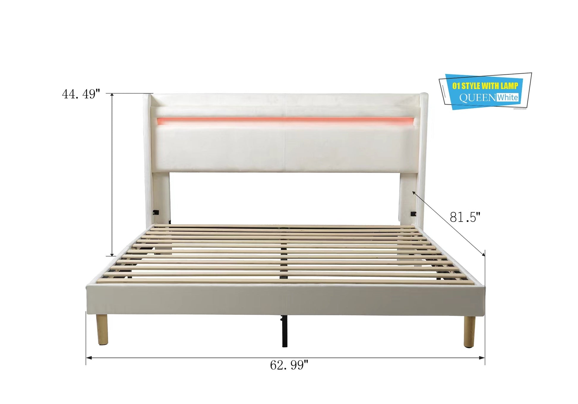 LED light with remote control and color changing at the head of the bed. The bed is firm and stable and easy to assemble - Korvel