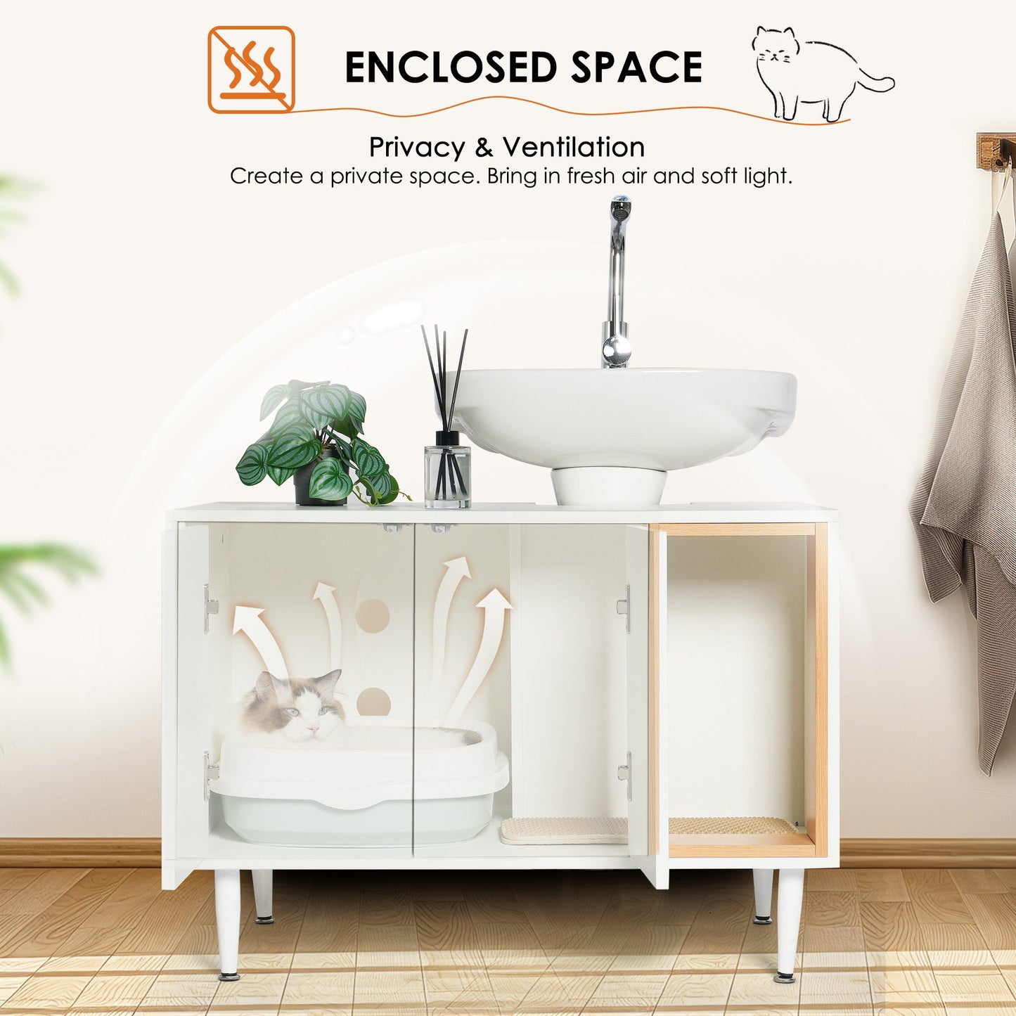 Armoire à Litière pour Chat Élégante avec Design Caché