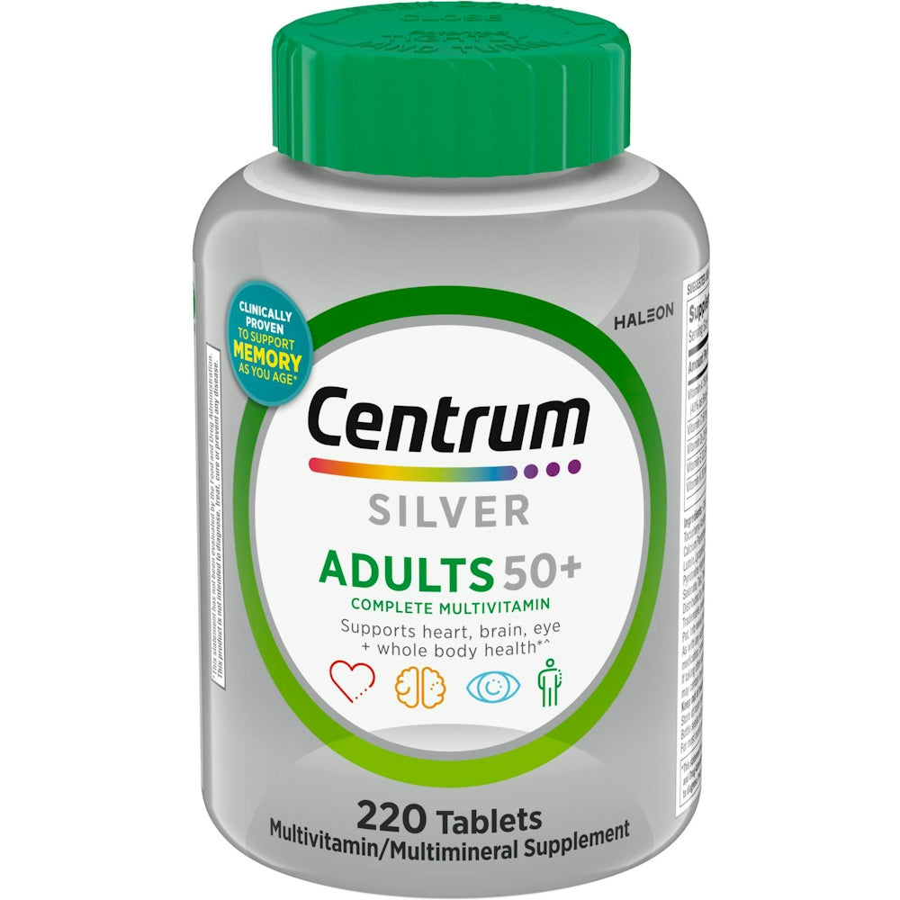 Tabletas Multivitamínicas Centrum Silver para Adultos 50+, 220 Contenido