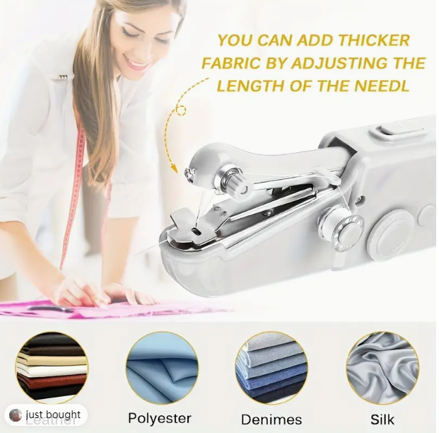 1pc Portable Handheld Sewing Machine - Quick Stitching Tool For Cloth, Clothing And Kids Clothes - 2 Coils Included (Battery Not - Korvel