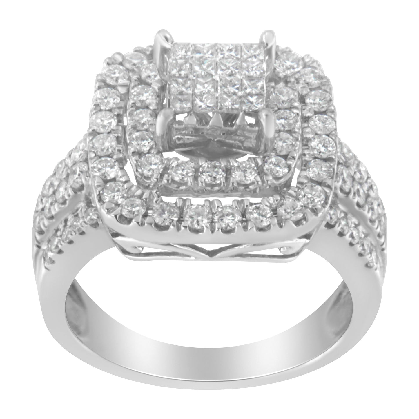 14KT White Gold Diamond Cocktail Ring - 1 1/2 cttw