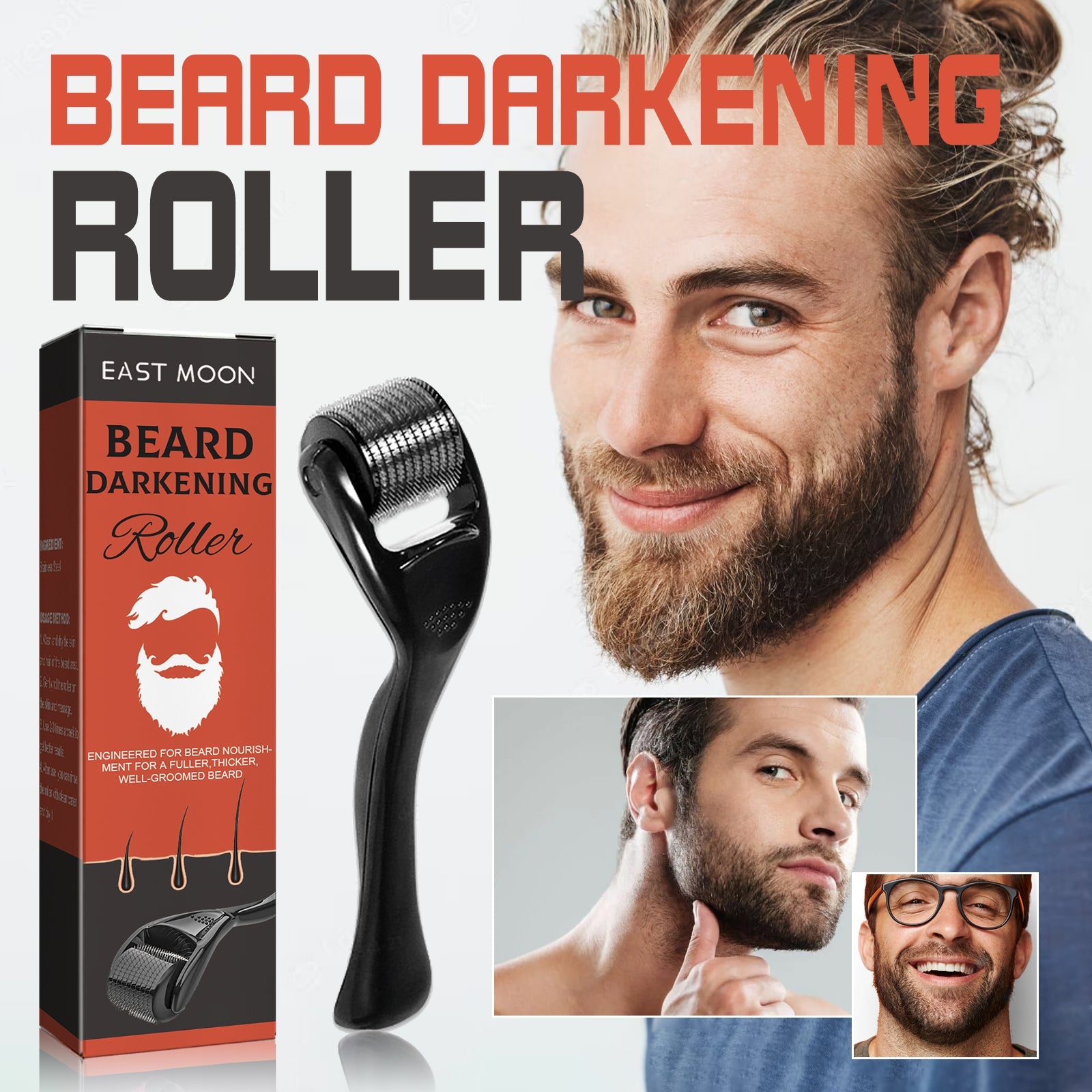 Beard Bushy Roller, Strong Root Moistens Soft Light For Men Nourishing Bushy Growing Beard Comb - Korvel