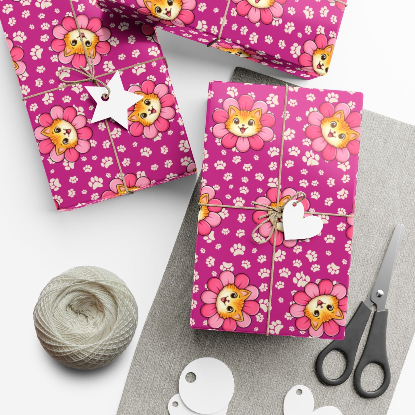 Pink Cat Blossom Gift Wrap | Adorable Cat Lover Wrapping Paper