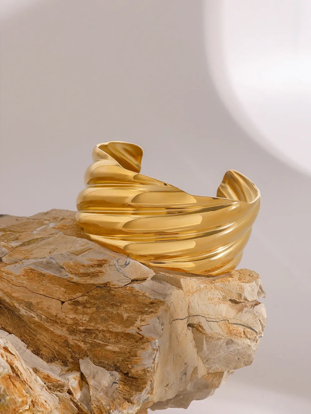 18K Gold-Plated Stainless Steel Open Ring - Korvel