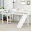 Lit mezzanine en forme de L pour enfant avec échelle et toboggan - Blanc