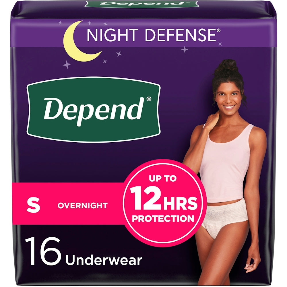Sous-vêtements de nuit Depend Night Defense pour femmes, petite taille, 16 unités