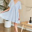 Vestido Babydoll de Cuello en V a Rayas con Dobladillo Volante