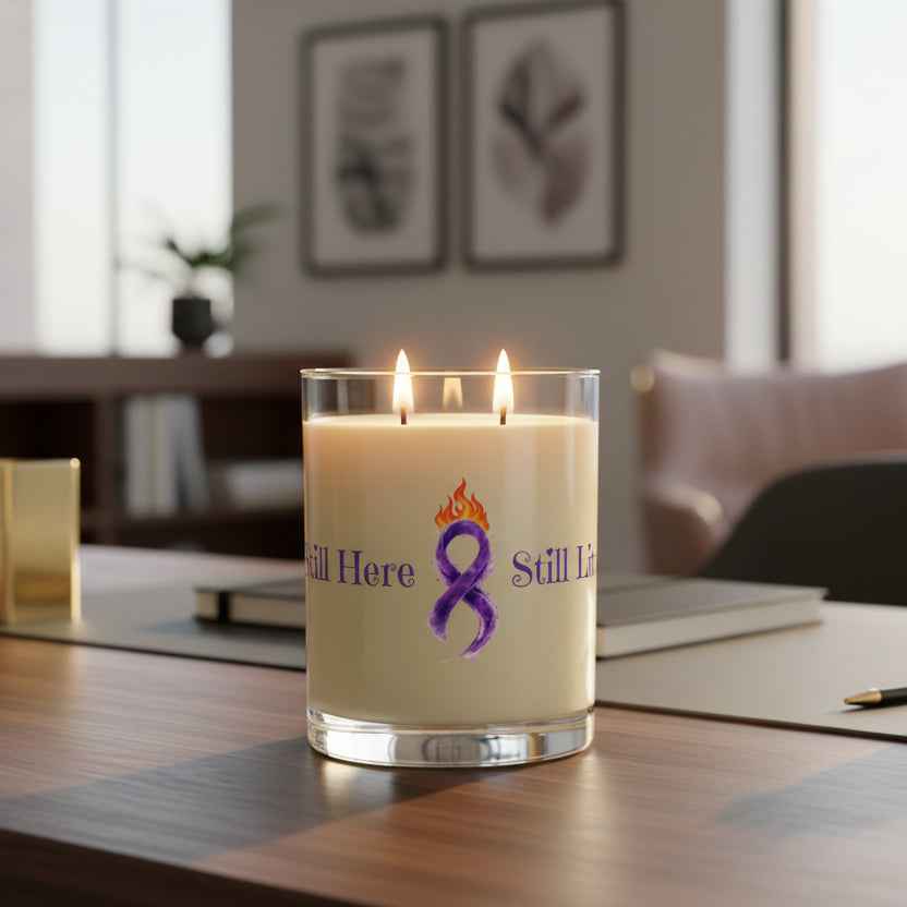 Aquí Seguimos, Aquí Brillando – Vela de Concienciación sobre la Epilepsia (11oz)