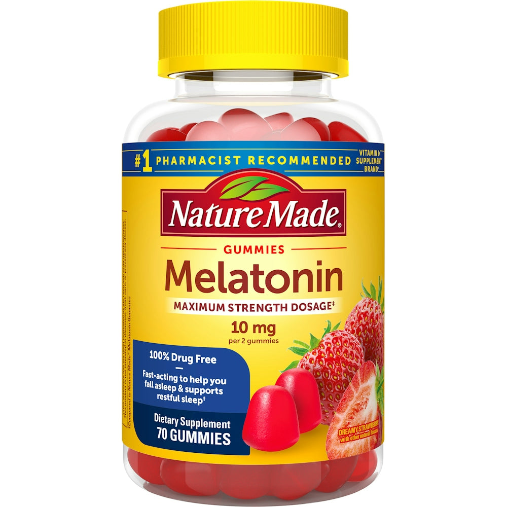 Gommes de mélatonine Nature Made, force maximale de 10 mg, saveur fraise