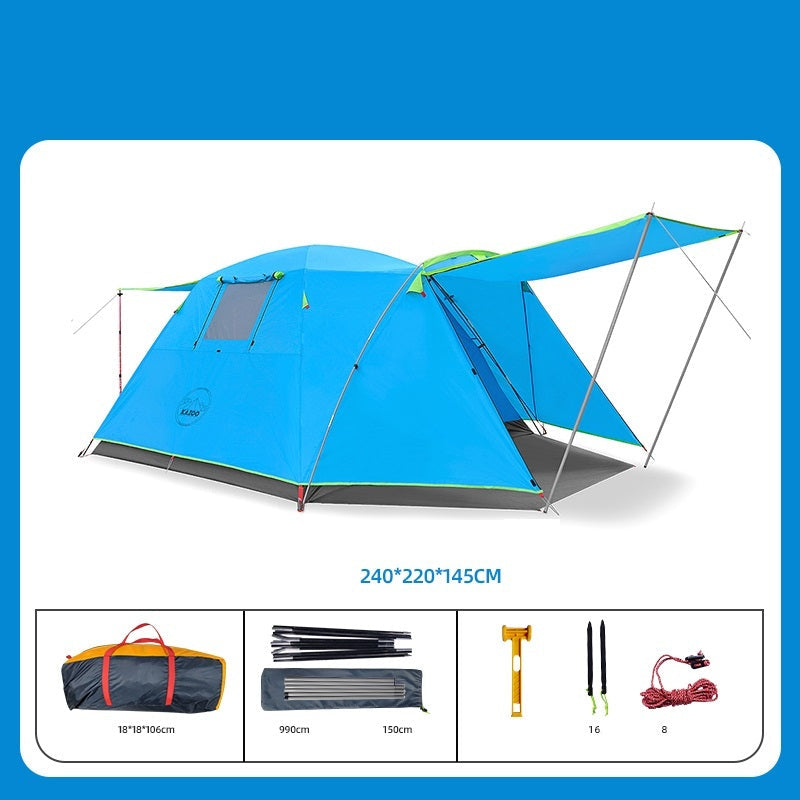 Premium Four-Person Outdoor Tunnel Tent for Camping