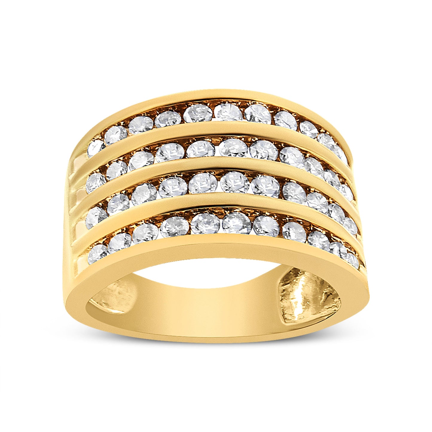 10K Yellow Gold Plated .925 Sterling Silver Diamond Channel Band Ring