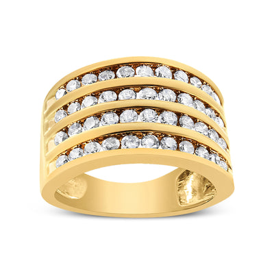 10K Yellow Gold Plated .925 Sterling Silver Diamond Channel Band Ring