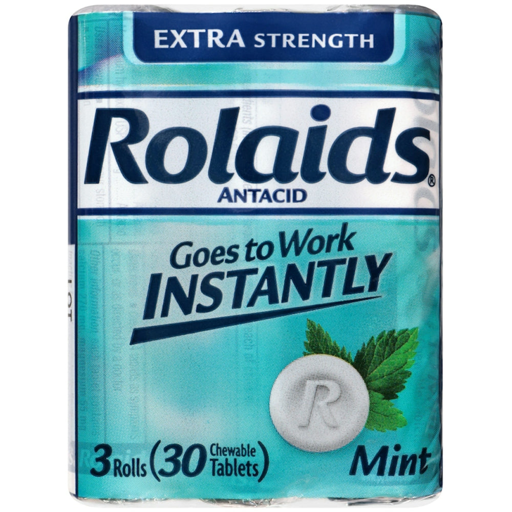 Tabletas Antiacidas Rolaids Extra Fuerte Sabor Menta - 3-10 Rollos