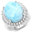 Anillo de Larimar de 17.62 quilates y Topacio Blanco en Plata Esterlina