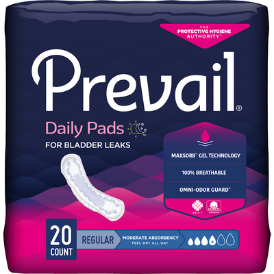 Serviettes Prevail Quotidiennes - Absorption Modérée, 9" x 20 Ct