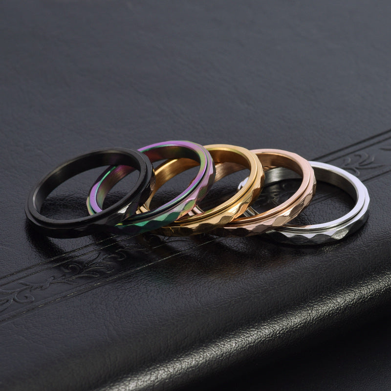 Diamond shaped niche jewelry for women, narrow cut food ring, rotatable ring - Korvel