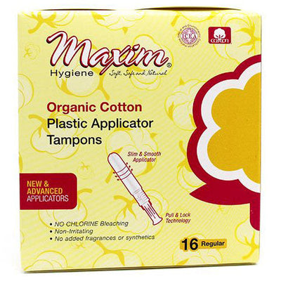 Maxim Organic Cotton Regular Tampons with Plastic Applicator
