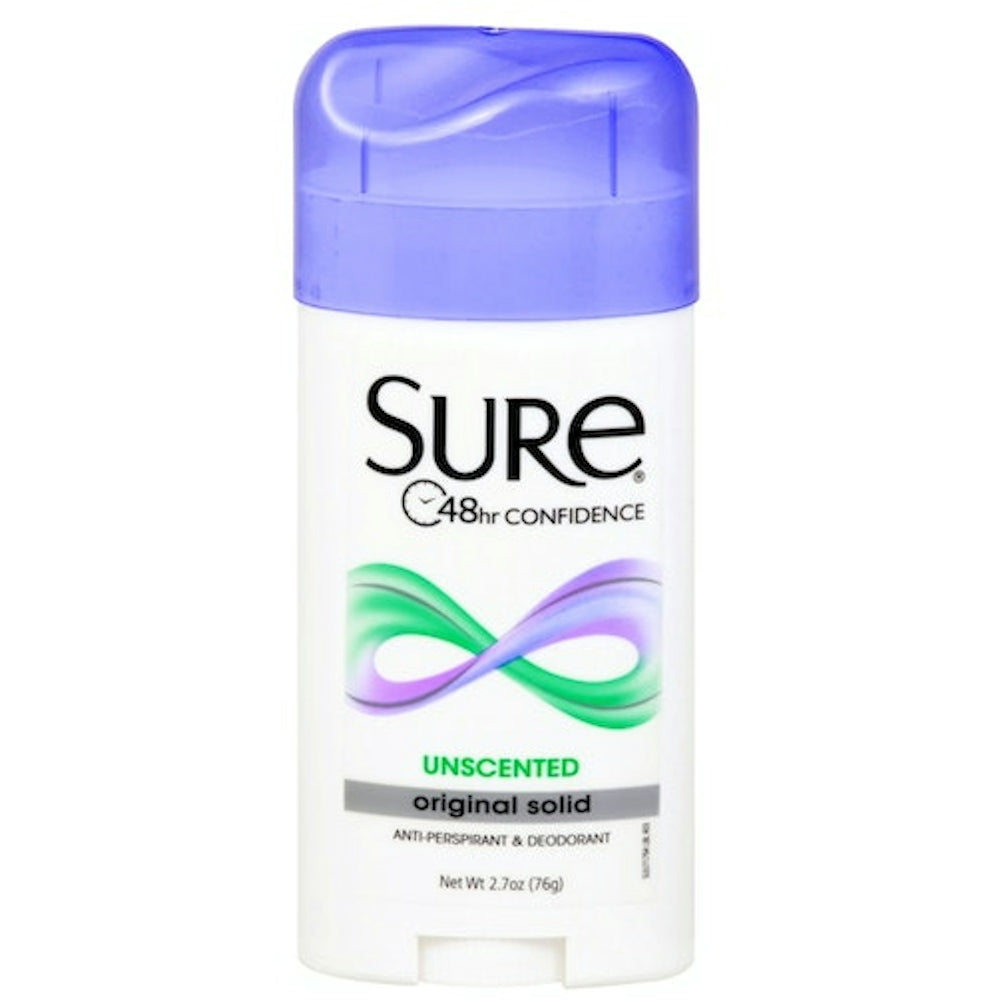 Desodorante y Antitranspirante Sure, Sin Fragancia, Sólido Original 2.7 Oz