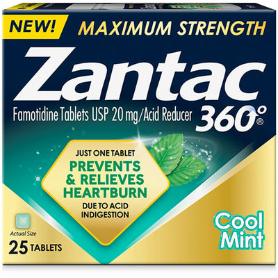 Zantac 360 Réducteur d'Acide, Force Maximale, 20 Mg, Comprimés Menthe Fraîche