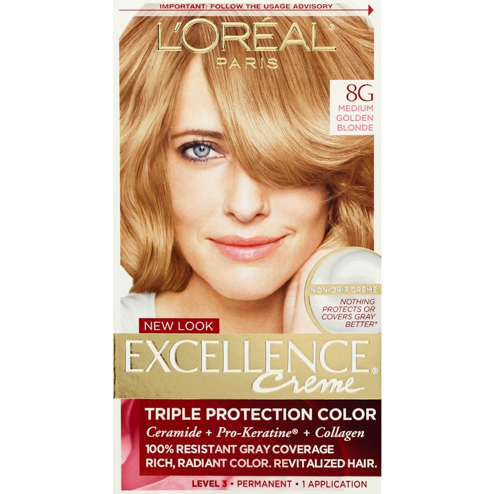 Excellence L'Oreal Paris Triple Protection Hair Color, 8G Blond Doré Moyen