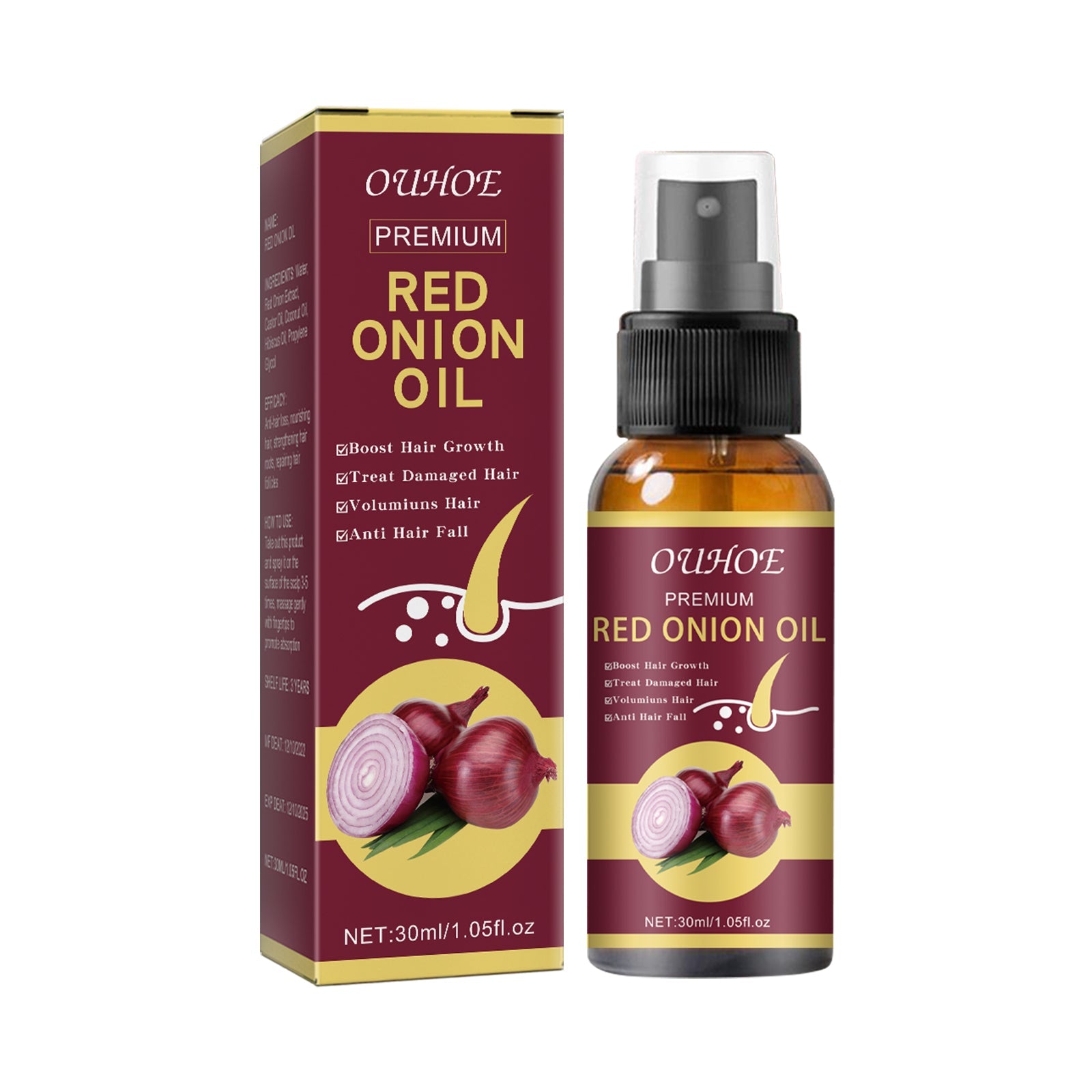 Onion Hair Growth Essential Oil, Strengthens And Hydrates Hair Growth Hair Dense Hair Care Spray - Korvel
