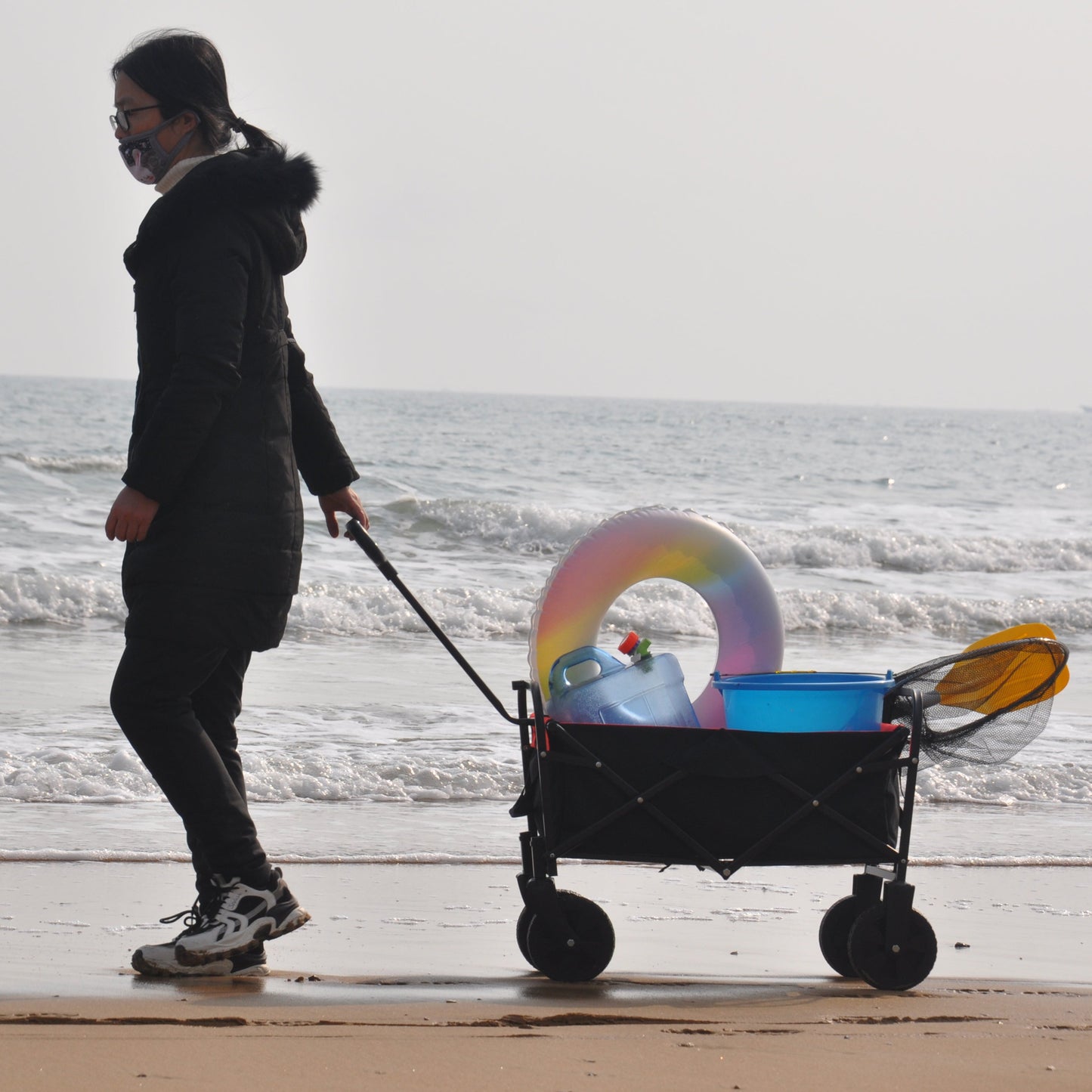 Folding Wagon Garden Shopping Beach Cart - Korvel
