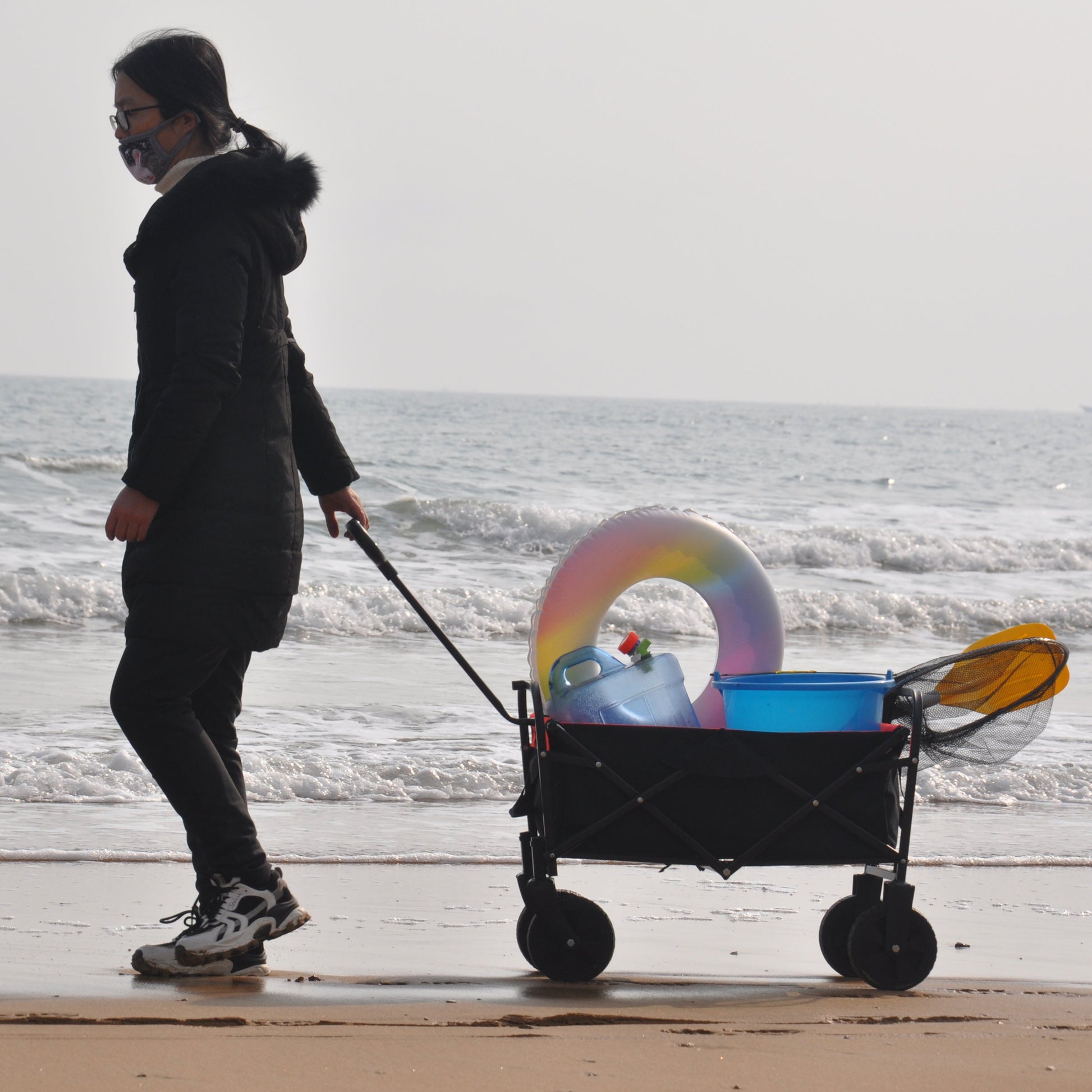 Folding Wagon Garden Shopping Beach Cart - Korvel