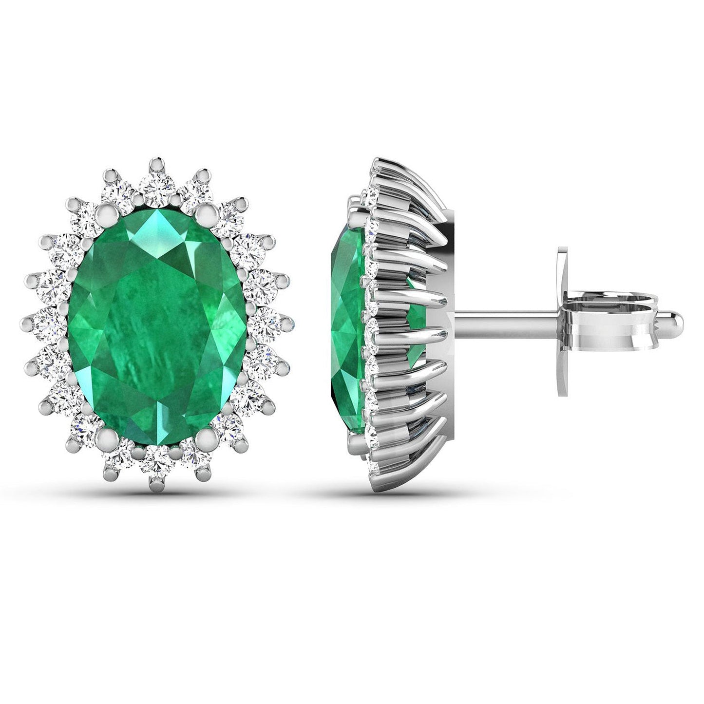 Pendientes de Esmeralda Zambiana y Diamantes Blancos de 2.66 Quilates