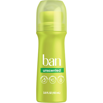 Ban Antiperspirant Deodorant, Invisible Roll-On, Unscented 3.5 Fl Oz