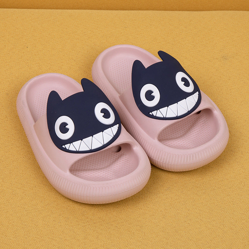 Big-Eyed Black Cat Cartoon Sandals One-Piece Soft Bottom Soft Face Parent-Child Amazon Baby Children's Slippers - Korvel