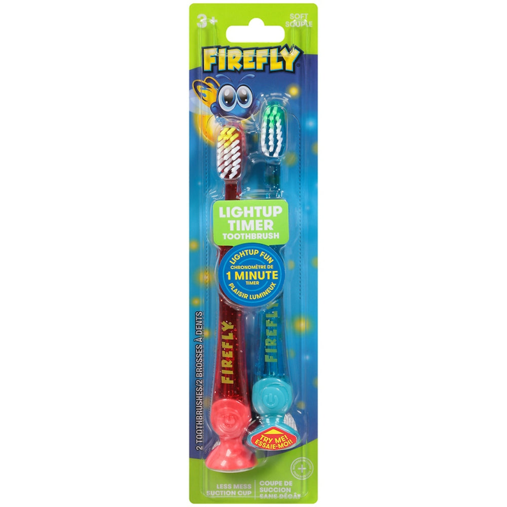 Cepillo de dientes con temporizador iluminado Firefly para niños - Suave - 2 unidades
