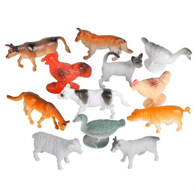 Farm Animals Playset - 12 Piece Cake Topper Kit
