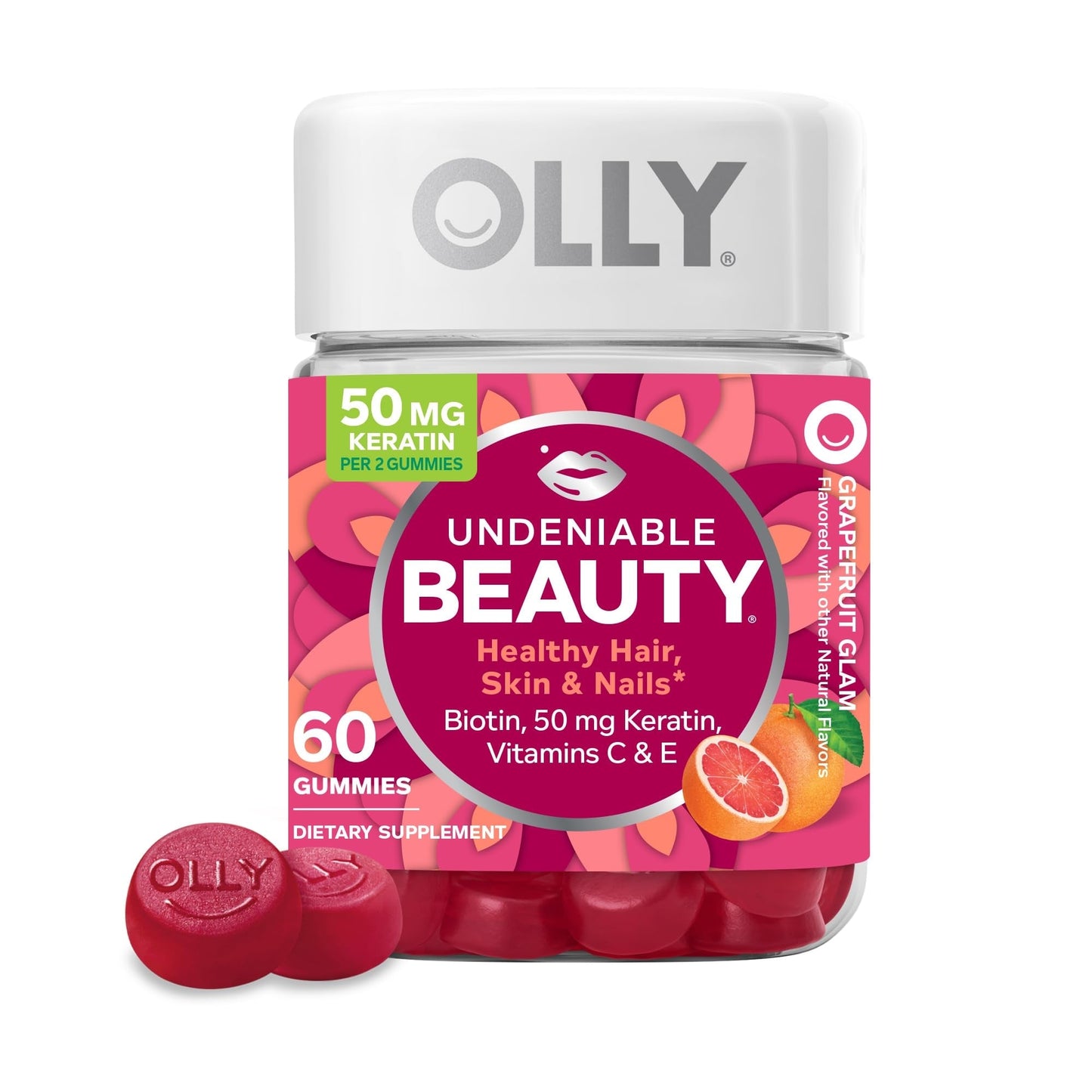 OLLY Gummies Beauté Indéniable - Glamour Pamplemousse (60 Compte)
