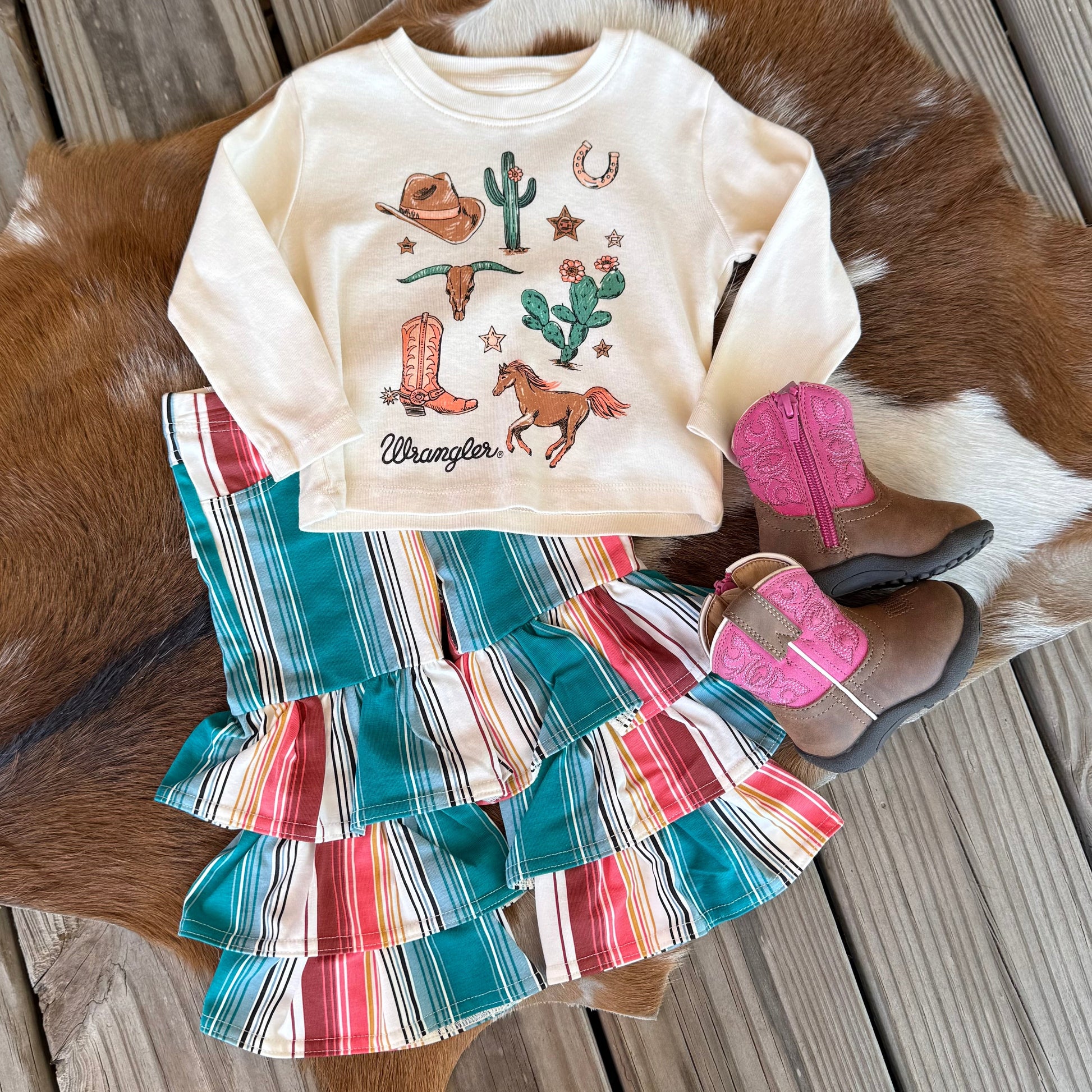 Vibrant Serape Ruffle Flares for Girls | Wrangler - Korvel