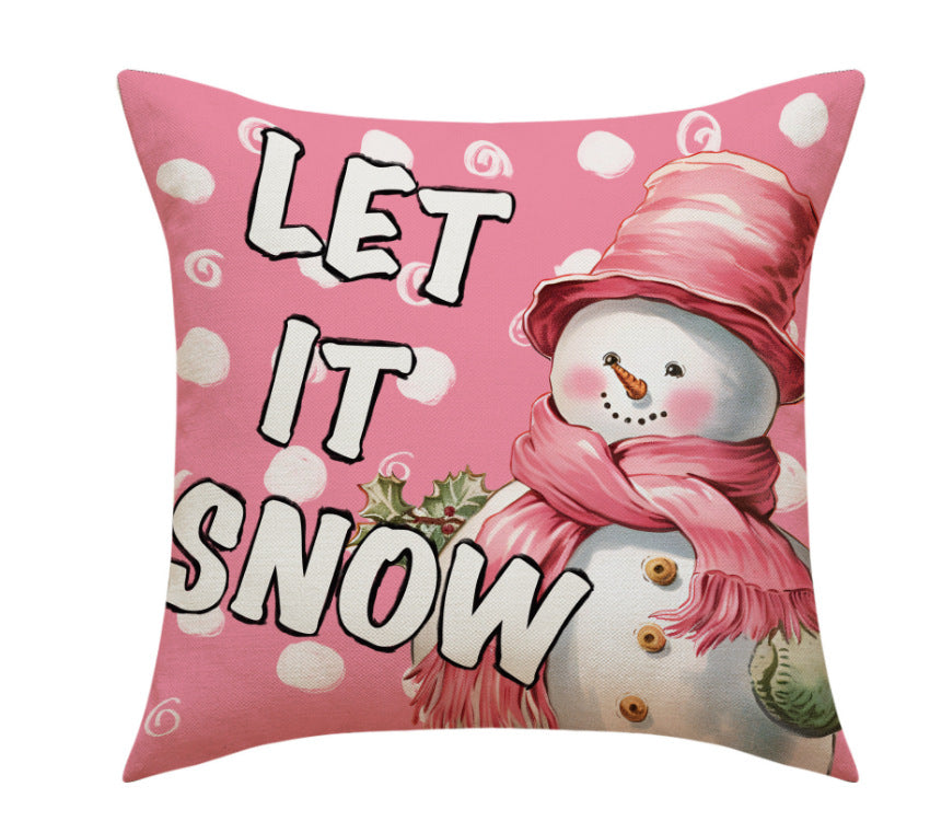 Christmas Pillow Cover - Santa Claus & Snowman Design