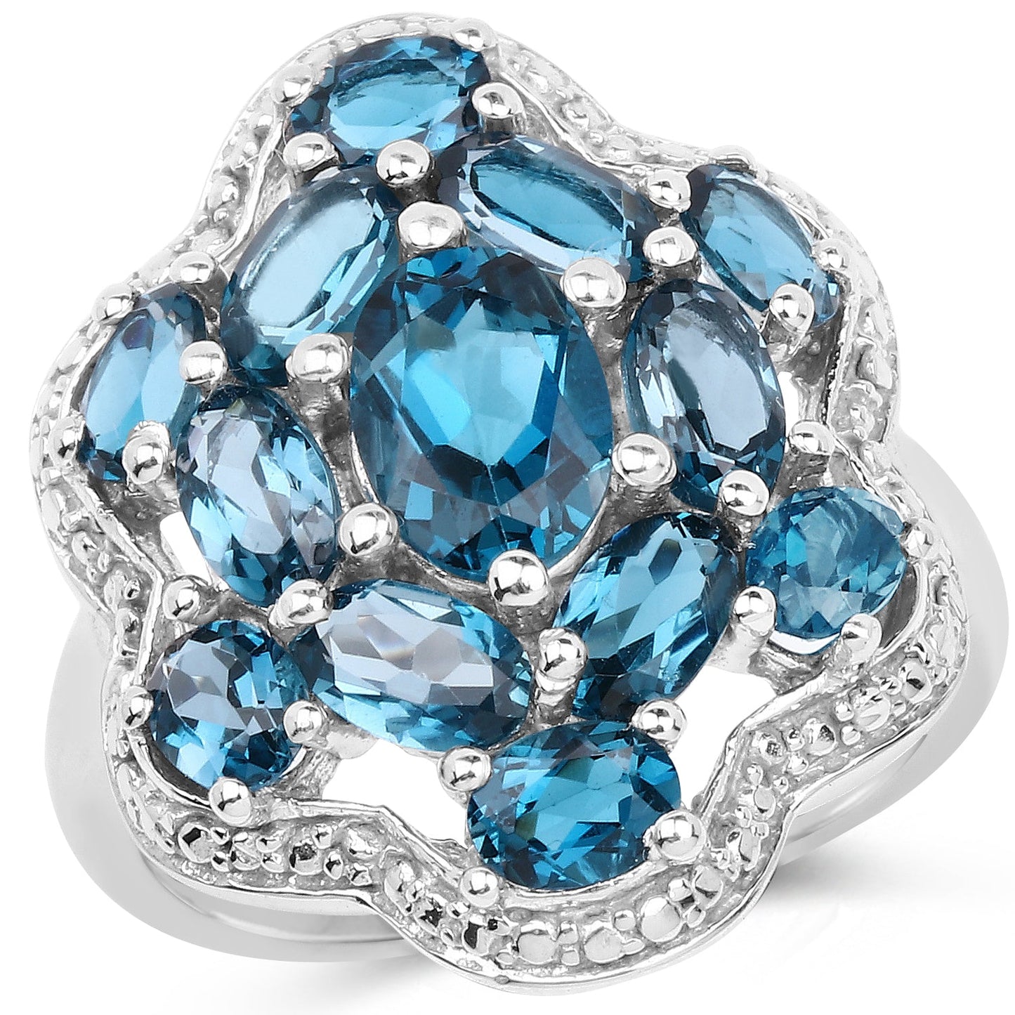 3.72 Carat London Blue Topaz Sterling Silver Engagement Ring