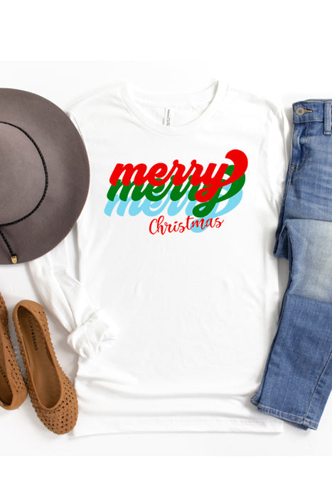 Merry Merry Merry Christmas Long Sleeve Tee