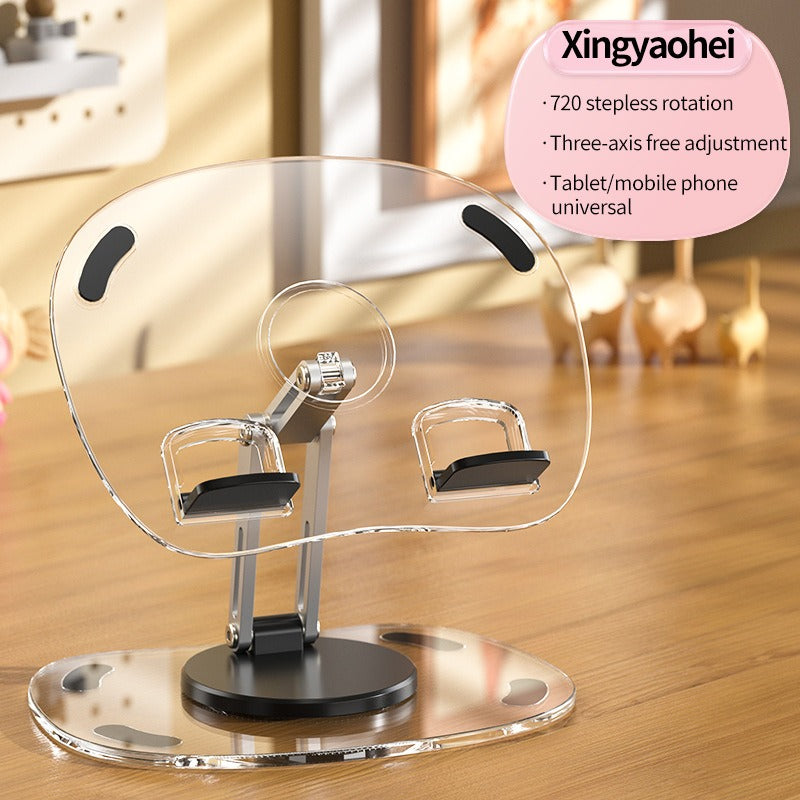 360-Degree Rotating Acrylic Tablet Stand - Foldable & Portable