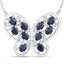 2.16 Carat Genuine Blue Sapphire & White Zircon Necklace
