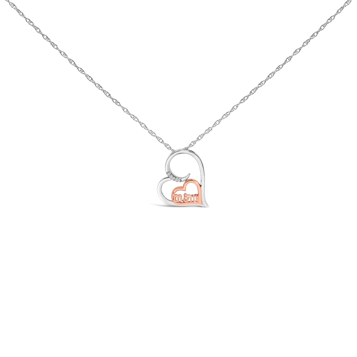 Collier Pendentif Cœur Maman en Argent Sterling Plaqué Or Rose 14K