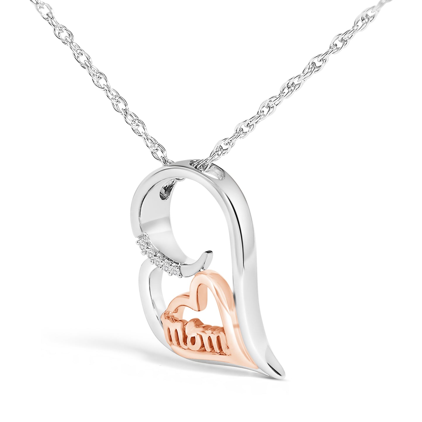 Collier Pendentif Cœur Maman en Argent Sterling Plaqué Or Rose 14K