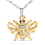 Collier Pendentif Abeille en Argent Sterling Plaqué Or Jaune 14K