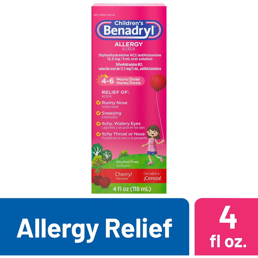 Sirop de soulagement des allergies pour enfants - Saveur cerise, 4 oz