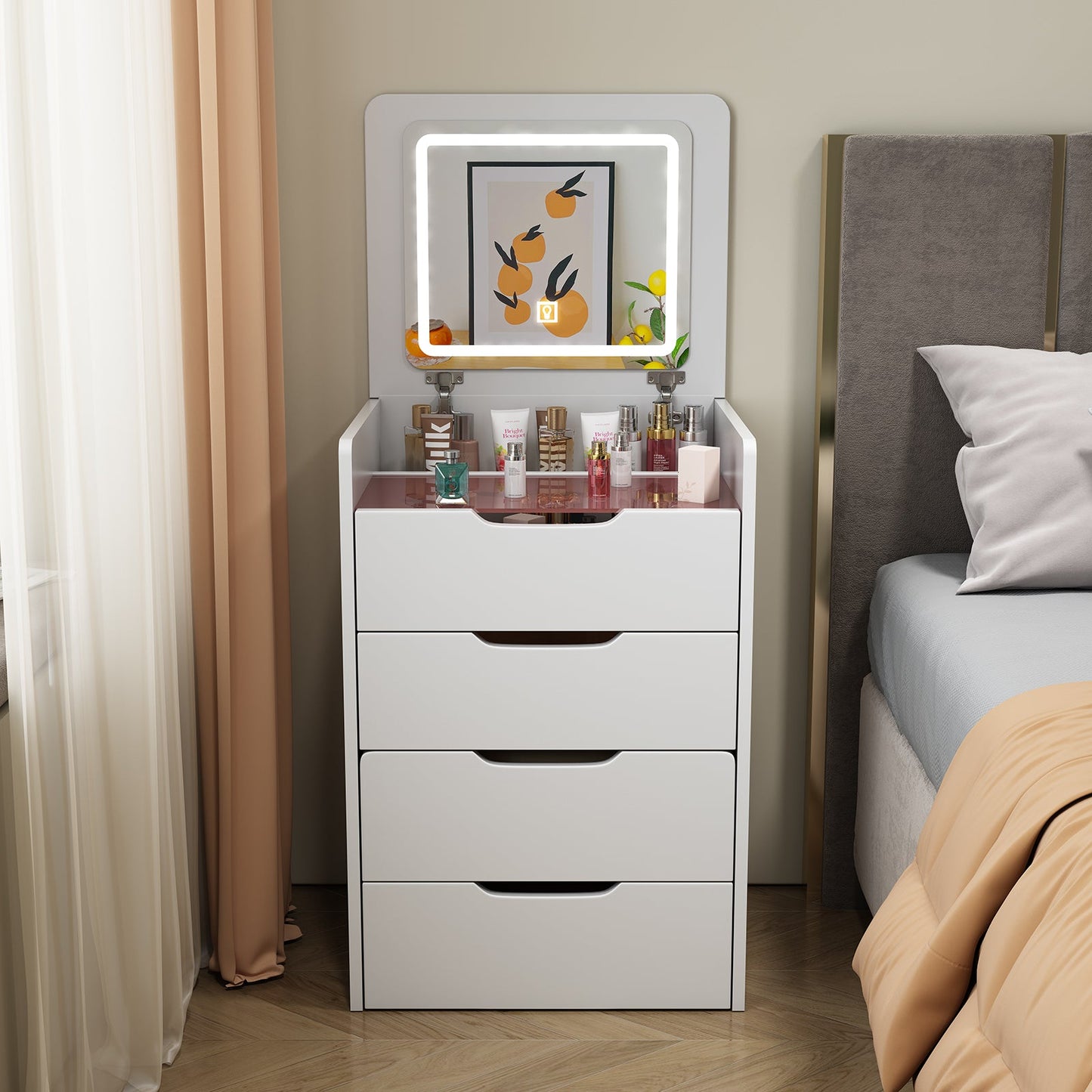 3-in-1 Compact Makeup Vanity Desk with Mirror
