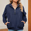 Solid Color Zipper Long Sleeve Pullover Sweatshirt for Women