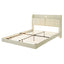 Large floating bed frame with storage headboard, touch sensor, night light and USB charger, padded platform bed, beige color - Korvel