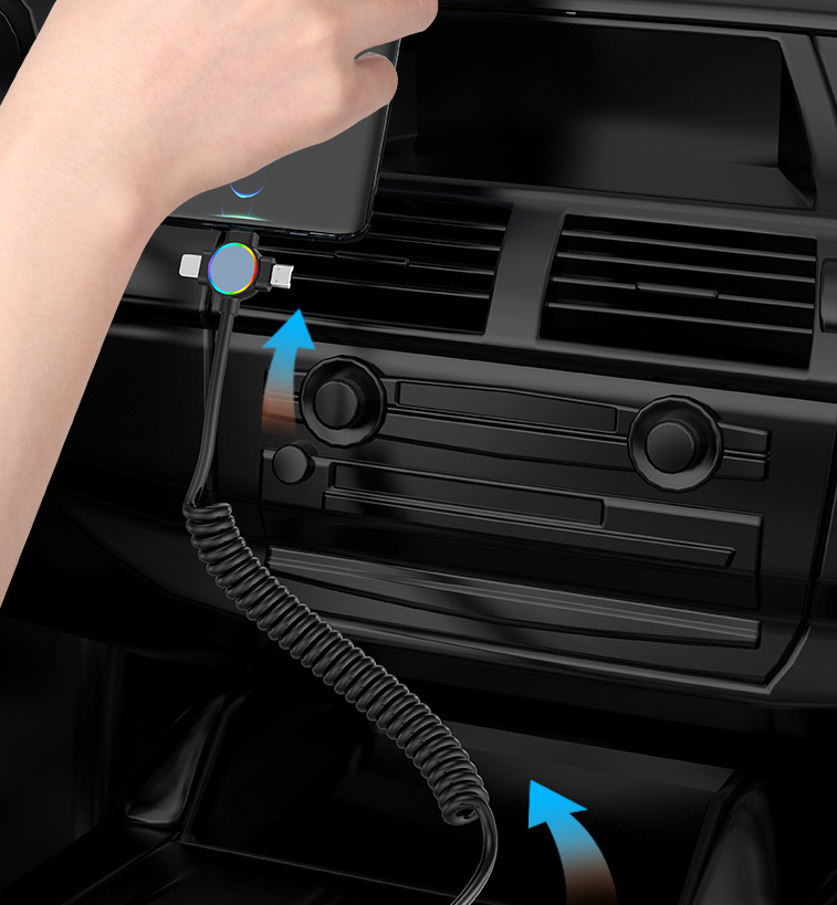 Câble de données USB rétractable trois en un pour charge rapide